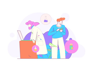 Medical characters fighting the epidemic flat vector concept operation hand drawn illustration
