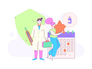 Medical characters fighting the epidemic flat vector concept operation hand drawn illustration
