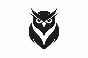 A minimalist vector art illustration of an owl logo, featuring sleek, modern lines with an underline, set against a crisp white background. This stylish design highlights the owl's elegant shape in a 