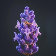 flower Photography, Lavandula dentata Royal Crown, Close up view,Close up view, Isolated on black Background