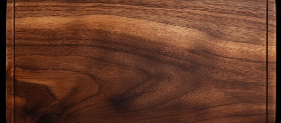 Fototapeta premium A dark colored wooden cutting board is seen in isolation on a white background with a clipping path included for easy removal. Copyspace image