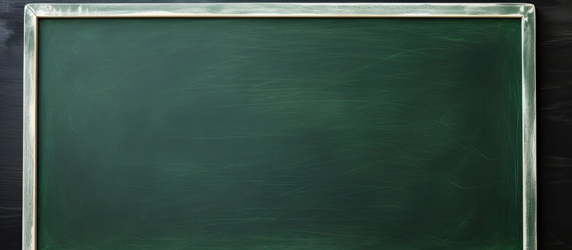 A hand holding chalk on a green chalkboard with plenty of copy space for writing and drawing