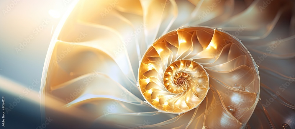 Poster the golden ratio spiral is clearly visible in the macro photo of the seashell creating a captivating