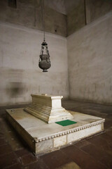 Akbar's tomb Mausoleum built as a memorial in Mughal architecture Marble carvings at Agra in Uttar Pradesh, India..