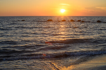 Obraz premium Beautiful sunset over the Mediterranean sea in Gaziveren , Cyprus 1