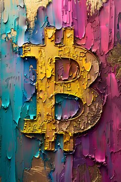logo criptomoneda pintada con colores brillantes