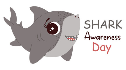 Shark Awareness Day. Holiday Concept. Template for poster, banner, background, sticker and greeting card Flat style