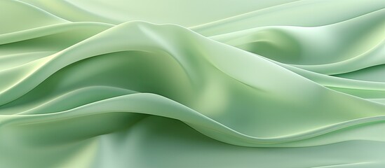 Obraz premium Elegant light green silk fabric with wavy patterns creates a beautiful and luxurious abstract background design Perfect for cards or banners Copy space image