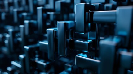 Obraz premium Abstract blue cubes connected in a network