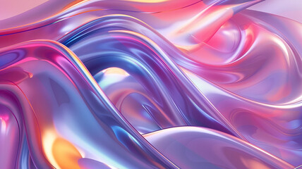 Obraz premium Energetic Curved 3D Shapes with Metallic Gradient Background