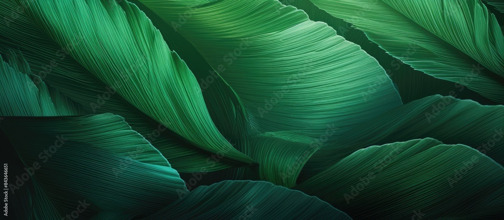 Poster design backdrop with a large vibrant leaf from a green palm tree providing a spacious area for copyi