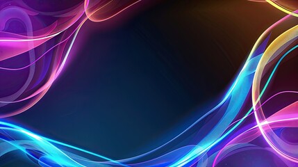 a modern flat colourful abstract background with flowing lines neon glowing profile picture border frame 