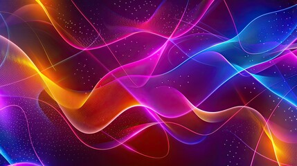 a modern flat colourful abstract background with flowing lines neon glowing profile picture border frame 