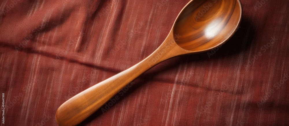Poster a wooden spoon placed on a gunny background in a close up allowing for copy space in the image