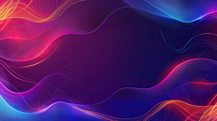 a modern flat colourful abstract background with flowing lines neon glowing profile picture border frame 