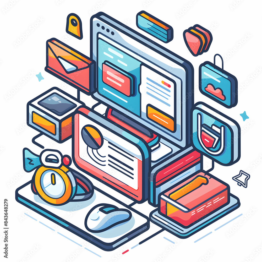 Poster customizable 3d flat icon for customer applications: blank space for branding.