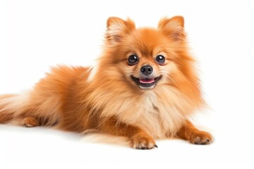 Pomeranian with Fluffy Mane and Playful Tilted Head: A Pomeranian with a fluffy mane and a playful tilted head, showcasing its lively and curious nature