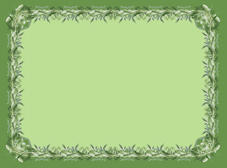 Cadre bordure rameaux d’oliviers 