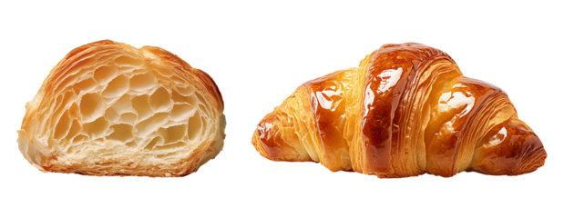 Croissant and a half, revealing its airy, layered interior.