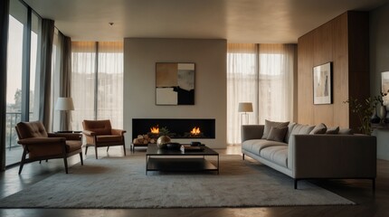 Fototapeta premium A minimalist modern living room