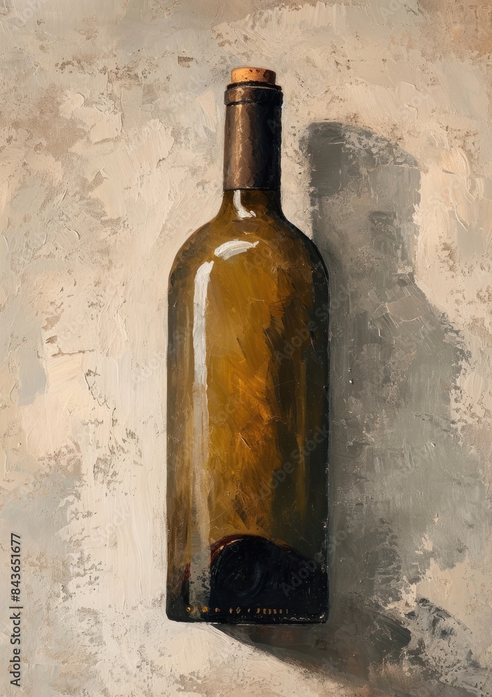 Poster Bottle wine painting drink.