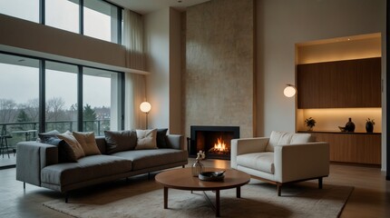 Fototapeta premium A minimalist modern living room