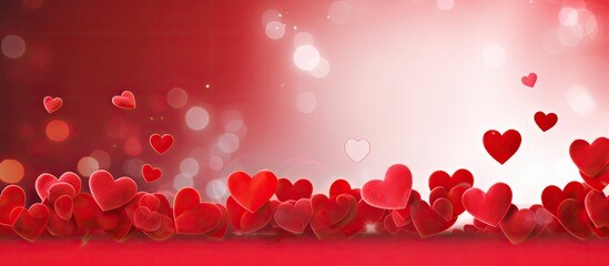 Valentines Day background with red hearts Valentine day greeting card with copy space for text