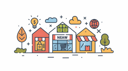 3D Flat Icon Sale Discount Concept: Iconographic Design with Ample Space for Text and Graphics in Doodle Line Cartoon Style