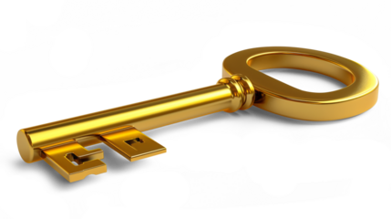 Isolated vintage key on transparent background