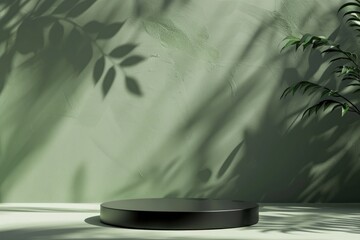 Green Leaves Background in product presentation podium design illustration.