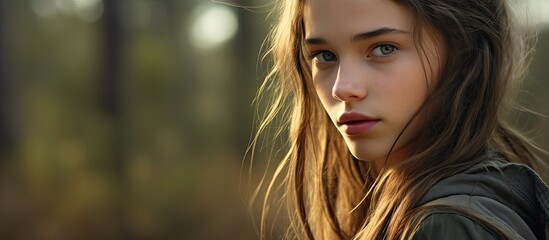Teenage girl outdoors. copy space available