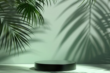 Obraz premium Green Leaves Background in product presentation podium design illustration.