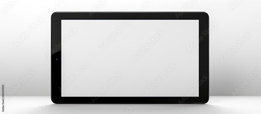 Aufkleber A copy space image of a white digital tablet with a black desktop screen isolated on a white background creating a space for text and copy