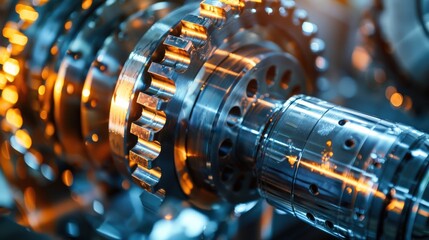 Obraz premium Precision in Motion: Close-up of Advanced Industrial Machinery Parts in Operation Showcasing Technological Advancement
