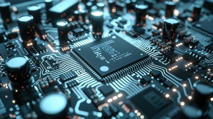 Precision in Progress: Capturing the Intricate Process of Microchip Fabrication with High Detail and Dynamic Composition in Electronics Setting