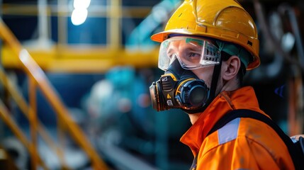 Naklejka premium Ensuring Safety in Shipbuilding: A Detailed Look at Shipbuilders' Protective Gear