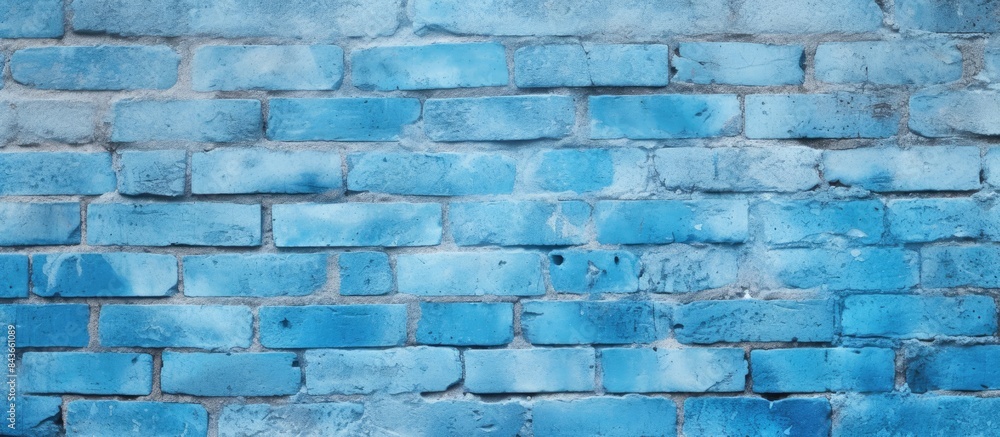 Aufkleber the light blue textured old brick wall serves as a patterned background in the copy space image