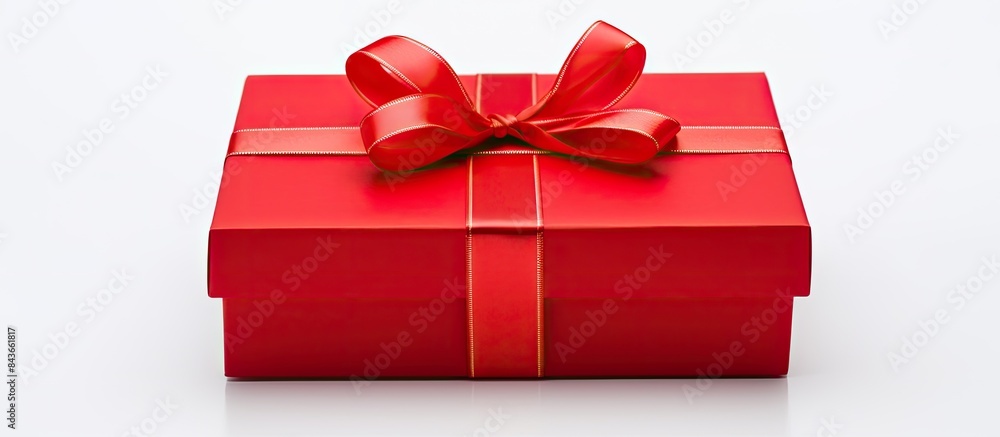 Aufkleber gift in a beautiful red box isolated on white background top view copy space surprise in a box