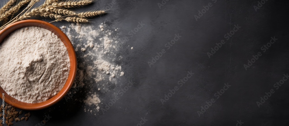 Aufkleber fresh natural buckwheat flour on a dark stone background culinary concept. copy space available