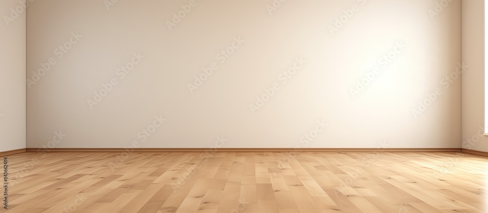 Aufkleber beige oak floor and light wall for room background design the concept of a mockup of empty space in 