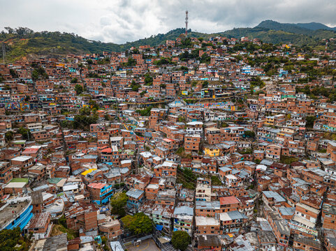 Comuna 13, barrio in Medellin, Colombia by drone