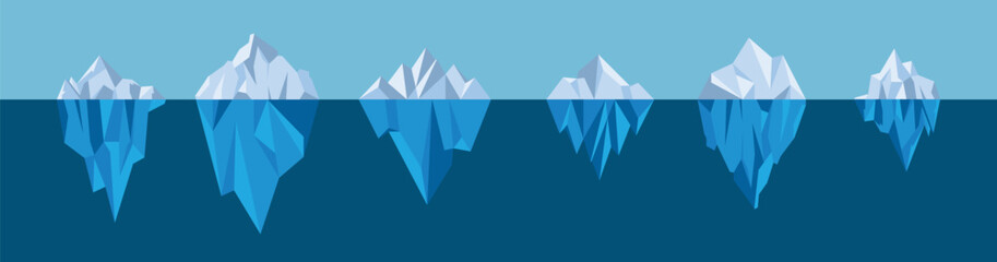 Set of blue iceberg vector icons. Glacier icon. Vector illustration