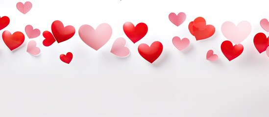 Hearts on white background valentine day concept happy valentine. copy space available