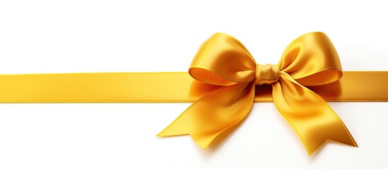 yellow gift bow ribbon isolated on white background. copy space available