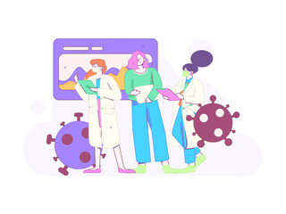 Medical characters fighting the epidemic flat vector concept operation hand drawn illustration
