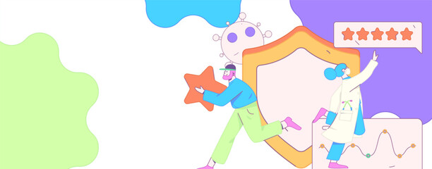 Medical characters fighting the epidemic flat vector concept operation hand drawn illustration
