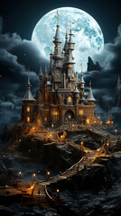 an imposing and highly ornamented fantasy castle