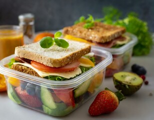 Lunchbox z kanapkami na śniadanie do pracy
