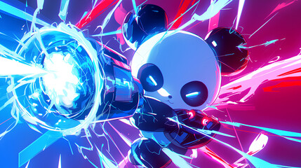 Fototapeta premium a panda shooting electricity