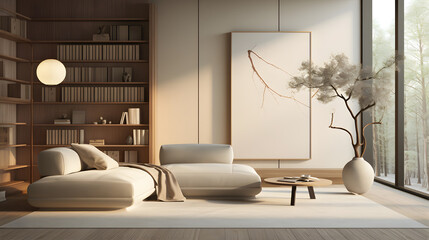 Modern Living Room with Large Windows and Simple Decor